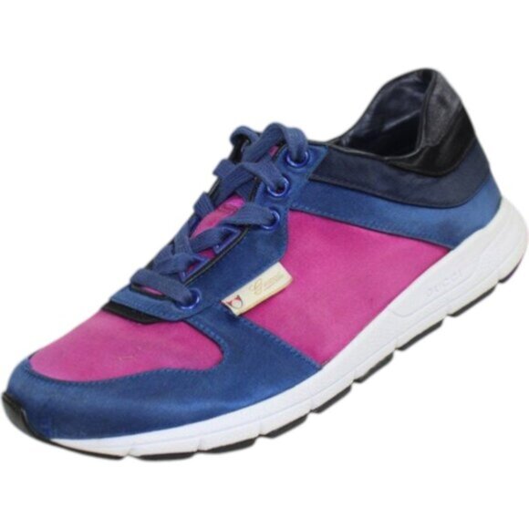 Gucci Web Runner Color Block Navy Fuchsia Lace-Up Trainers Size 36.5 (US 6.5) - Picture 2 of 13